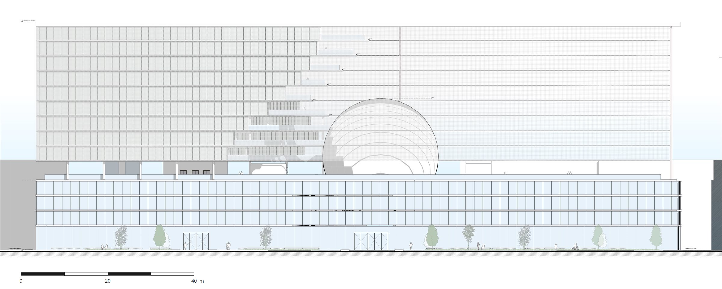 Berlin Office Building - south elevation, Zimmerstraße