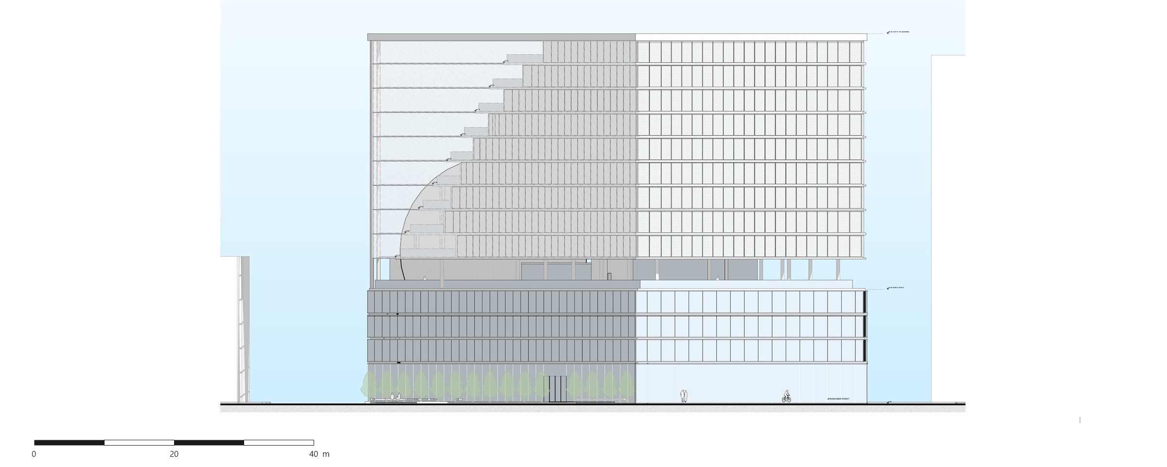 Berlin Office Building - west elevation, Jerusalemer Straße