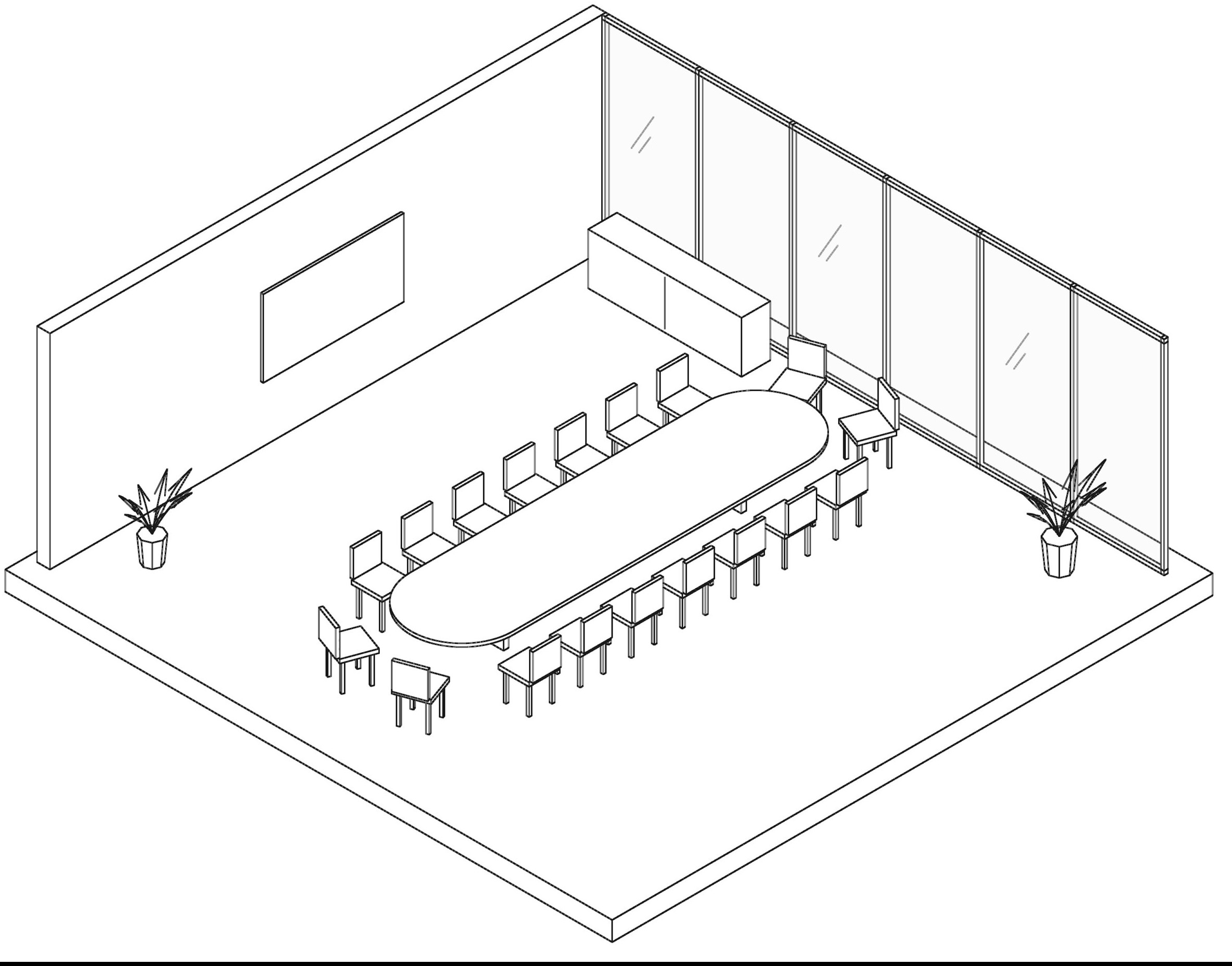 Berlin Office Building - conference room, axonometric