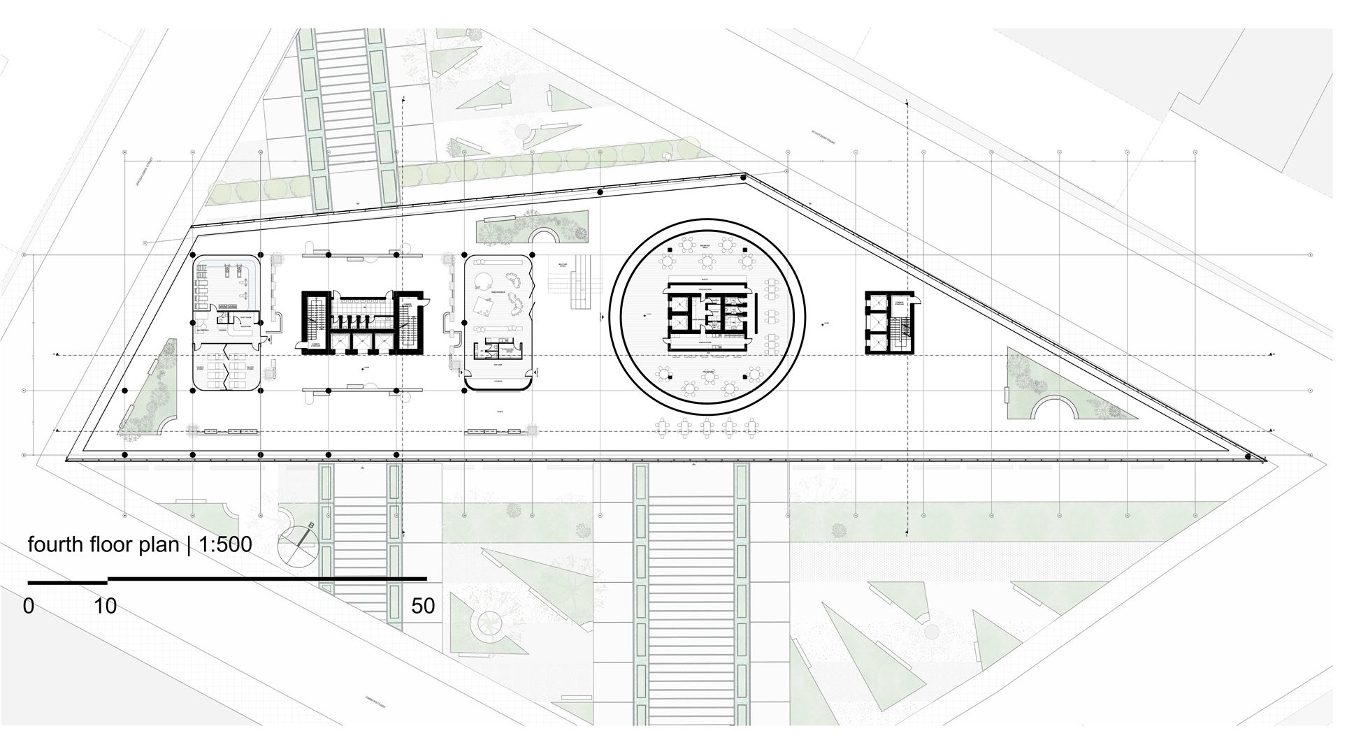 Berlin Office Building - fourth floor plan, the public level