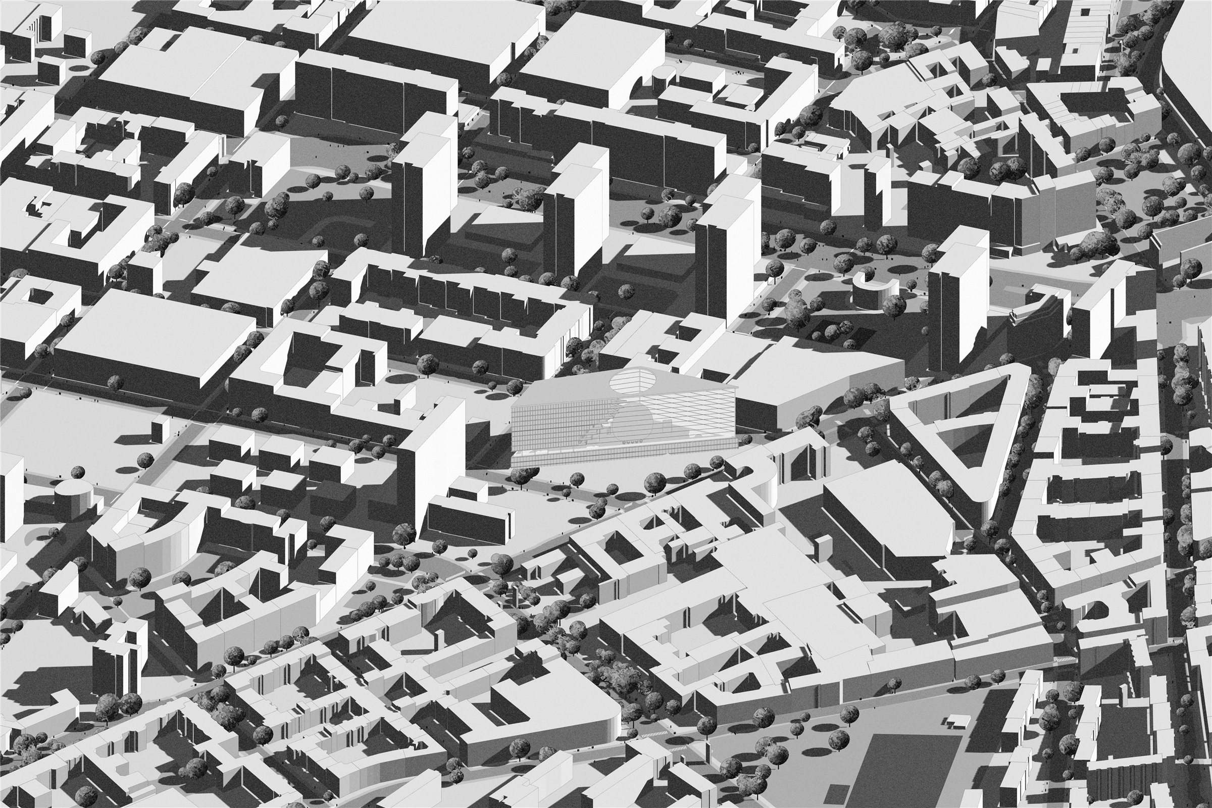 Berlin Office Building - the building in its context, axonometric
