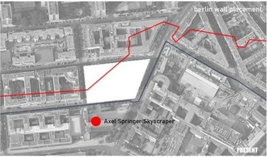 Berlin Office Building - the line of the Wall over the present-day block